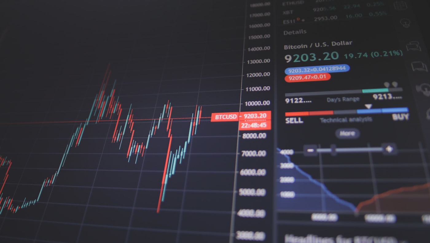 주문서와 차트가 있는 BTC/USD 거래 터미널